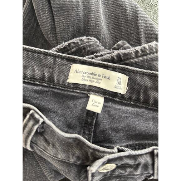Abercrombie & Fitch Jeans Women's 24/00 Black 90s Straight Ultra High Rise - Picture 4 of 6